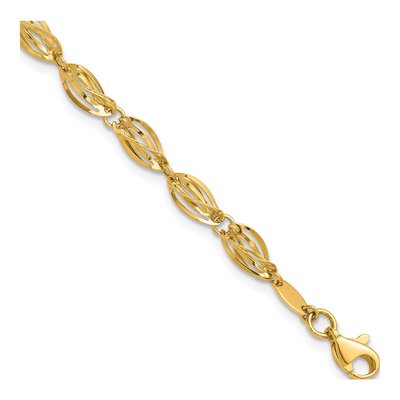 14K Yellow Gold Twisted Oval Link Bracelet