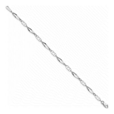 14K White Gold 4mm Semi-Solid Fancy Link Chain Bracelet – view 3