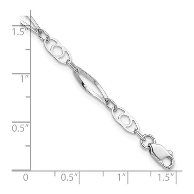 14K White Gold 4mm Semi-Solid Fancy Link Chain Bracelet – view 4