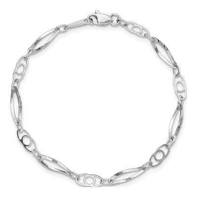 14K White Gold 4mm Semi-Solid Fancy Link Chain Bracelet – view 5