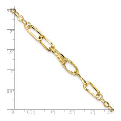14K Yellow Gold Fancy Link Bracelet, 7.75 in – view 4