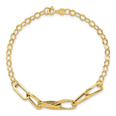 14K Yellow Gold Fancy Link Bracelet, 7.75 in – view 5