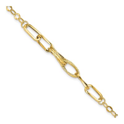 14K Yellow Gold Fancy Link Bracelet, 7.75 in