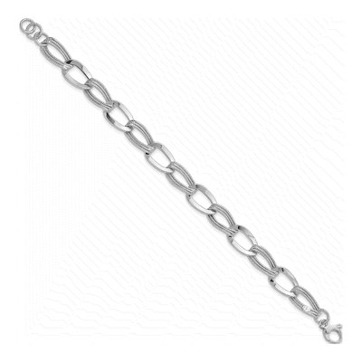 14K White Gold 11mm Fancy Link Chain Bracelet – view 3