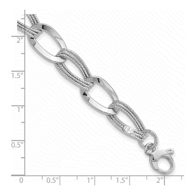 14K White Gold 11mm Fancy Link Chain Bracelet – view 4