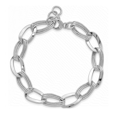 14K White Gold 11mm Fancy Link Chain Bracelet – view 5