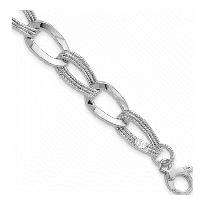 14K White Gold 11mm Fancy Link Chain Bracelet