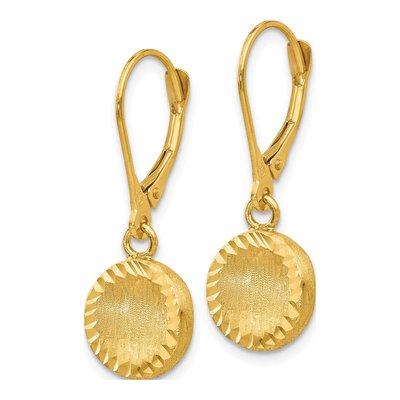 14K Yellow Gold Diamond-Cut Circle Leverback Earrings – view 2