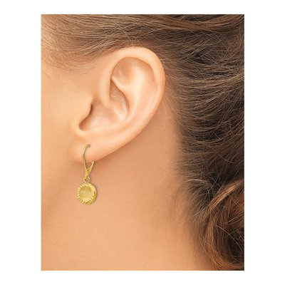 14K Yellow Gold Diamond-Cut Circle Leverback Earrings – view 3