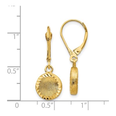 14K Yellow Gold Diamond-Cut Circle Leverback Earrings – view 4