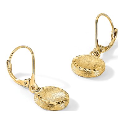 14K Yellow Gold Diamond-Cut Circle Leverback Earrings – view 5