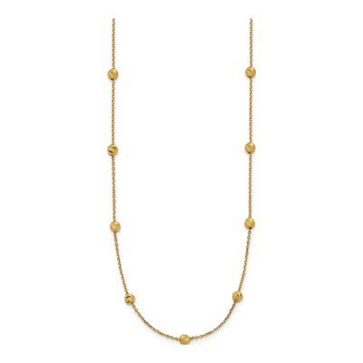 14K Yellow Gold Diamond-Cut Station Necklace – view 3