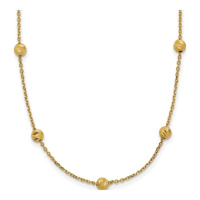 14K Yellow Gold Diamond-Cut Station Necklace