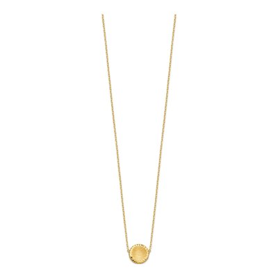 14K Yellow Gold Diamond-Cut Circle Pendant Necklace – view 3