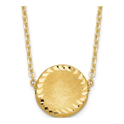 14K Yellow Gold Diamond-Cut Circle Pendant Necklace