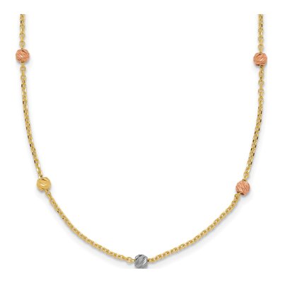 14K Tri-Color Gold Diamond-Cut Necklace
