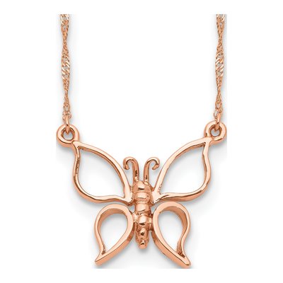14K Rose Gold Open Butterfly Necklace