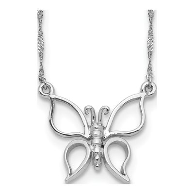14K White Gold Open Butterfly Necklace