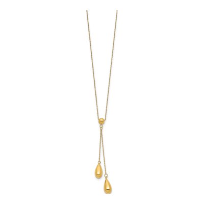14K Yellow Gold Puffed Teardrop Lariat Necklace – view 3