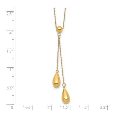 14K Yellow Gold Puffed Teardrop Lariat Necklace – view 4