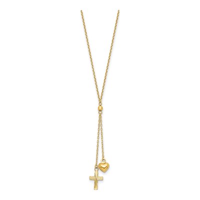 14K Yellow Gold Heart Cross Y-Necklace – view 3