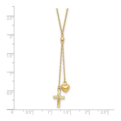 14K Yellow Gold Heart Cross Y-Necklace – view 4