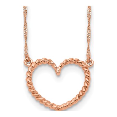 14K Rose Gold Open Heart Pendant Necklace
