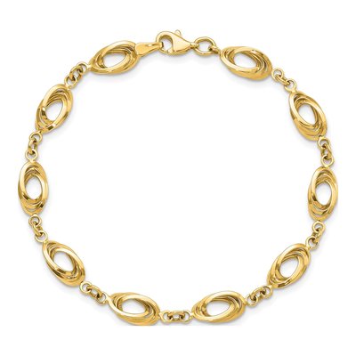 14K Yellow Gold 8mm Hollow Oval Link Chain Bracelet – view 5