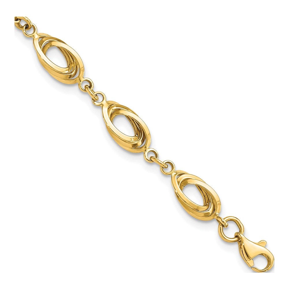 14K Yellow Gold 8mm Hollow Oval Link Chain Bracelet