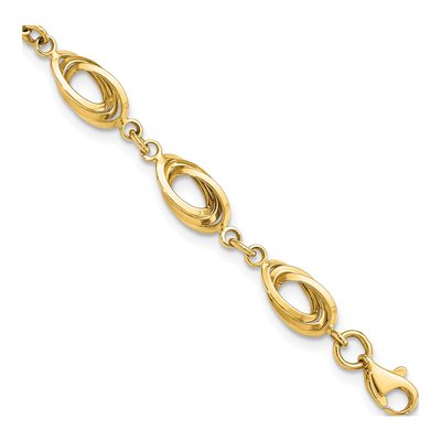 14K Yellow Gold 8mm Hollow Oval Link Chain Bracelet