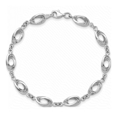 14K White Gold 8mm Hollow Oval Link Chain Bracelet – view 5