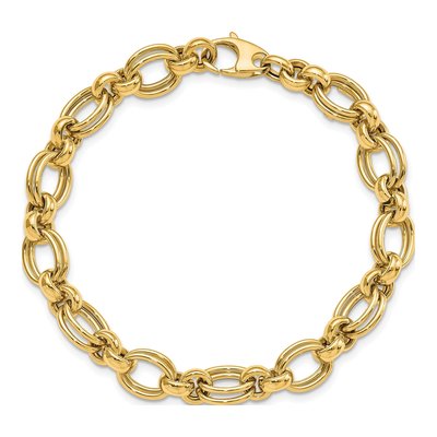 14K Yellow Gold Fancy Double Link Bracelet – view 5