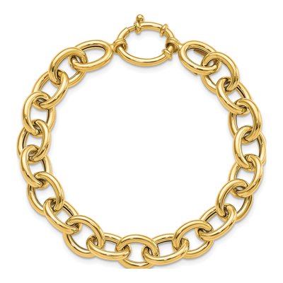 14K Yellow Gold Oval Cable Link Bracelet – view 4