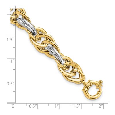 14K Two-Tone Gold Fancy Rope Link Bracelet – view 4