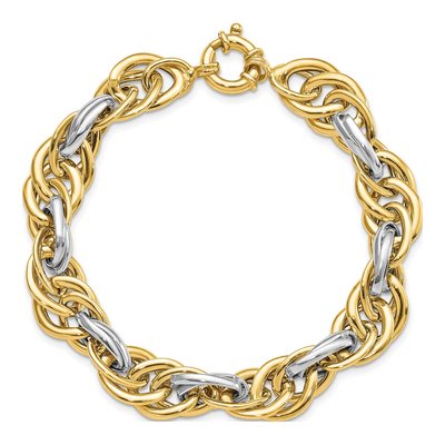 14K Two-Tone Gold Fancy Rope Link Bracelet – view 5