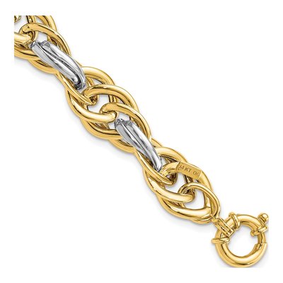 14K Two-Tone Gold Fancy Rope Link Bracelet