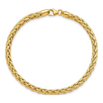 14K Yellow Gold Fancy Wheat Link Bracelet – view 5