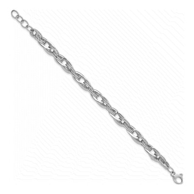14K White Gold Textured Fancy Link Bracelet – view 3