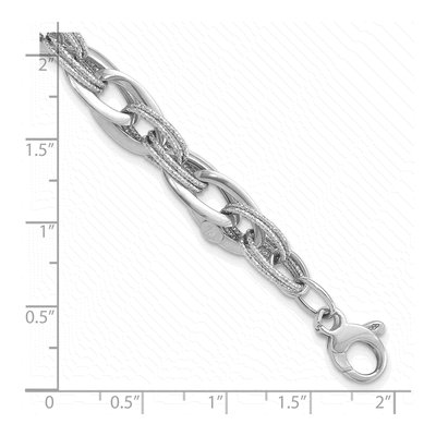 14K White Gold Textured Fancy Link Bracelet – view 4