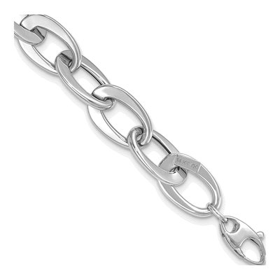 14K White Gold Fancy Cable Link 8-inch Bracelet