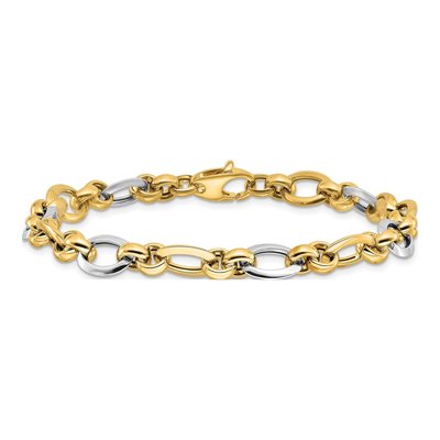 14K Two-Tone Gold Fancy Link Bracelet – view 4