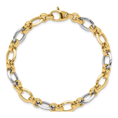 14K Two-Tone Gold Fancy Link Bracelet – view 5