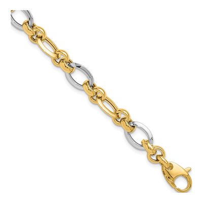 14K Two-Tone Gold Fancy Link Bracelet