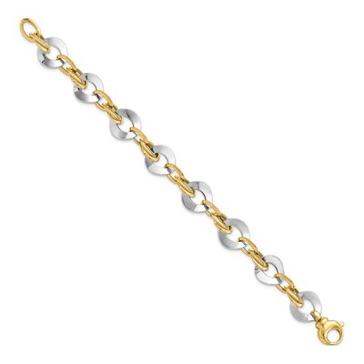 14K Two-Tone Gold 14.5mm Hollow Fancy Link Chain Bracelet – view 3