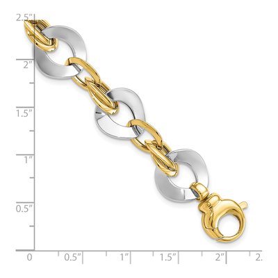 14K Two-Tone Gold 14.5mm Hollow Fancy Link Chain Bracelet – view 5