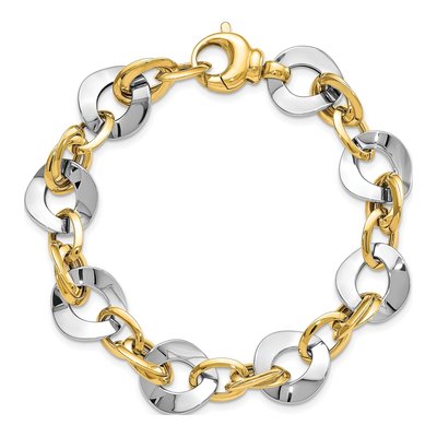 14K Two-Tone Gold 14.5mm Hollow Fancy Link Chain Bracelet – view 6