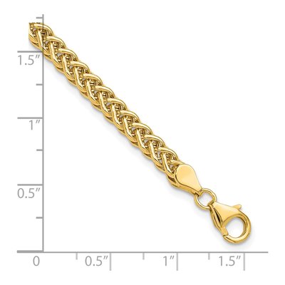 14K Yellow Gold 4.3mm Hollow Fancy Braided Link Chain Bracelet – view 4