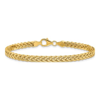 14K Yellow Gold 4.3mm Hollow Fancy Braided Link Chain Bracelet – view 5
