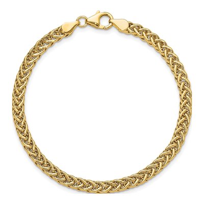 14K Yellow Gold 4.3mm Hollow Fancy Braided Link Chain Bracelet – view 6