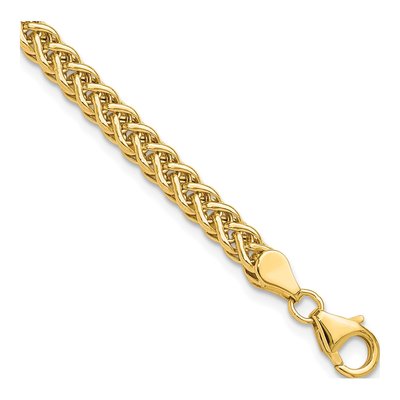14K Yellow Gold 4.3mm Hollow Fancy Braided Link Chain Bracelet